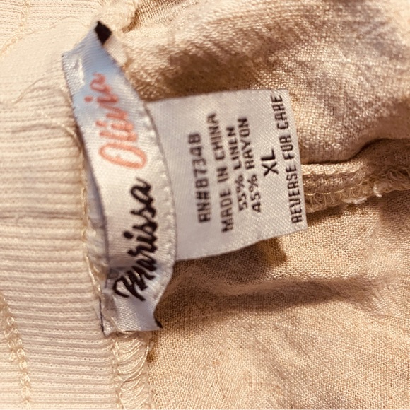 Marissa Olivia Linen Blend Women’s Cropped Casual Pants Cream NWOT Wide Leg XL - Picture 3 of 8
